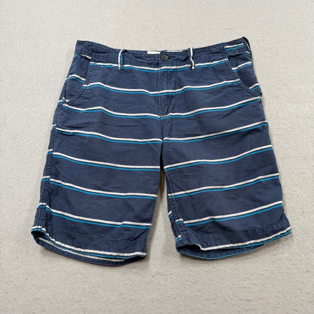Aeropostale Chino Shorts Men's 34 Navy Blue Striped Athleisure Summer Casual